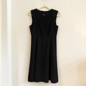 Ann Taylor Size 2 Black Dress‎ with Lace Bodice Lined Career Formal Wedding